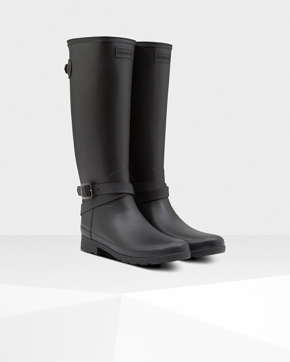 Galochas Altas Hunter Feminina Pretas - Refined Slim Fit Adjustable - 10YXRHQIB